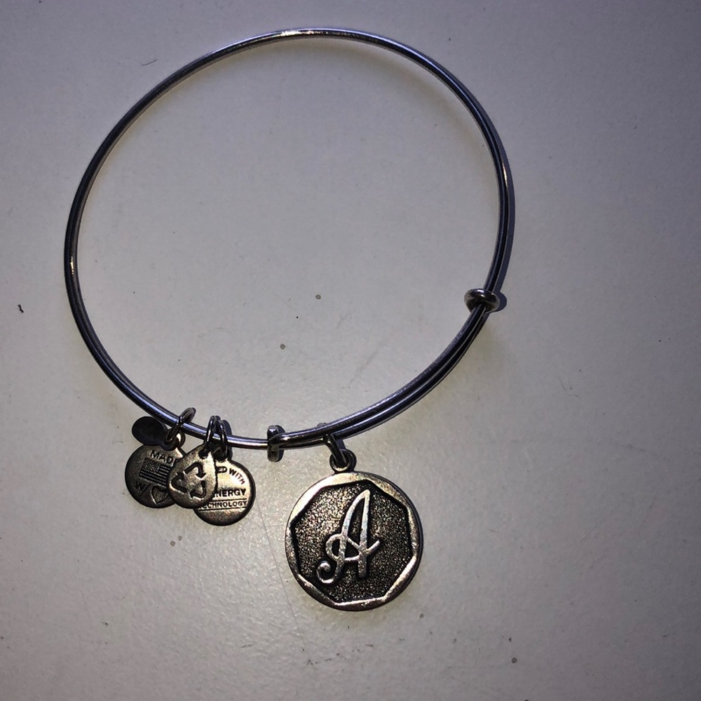 Alex and Ani silver letter A bangle